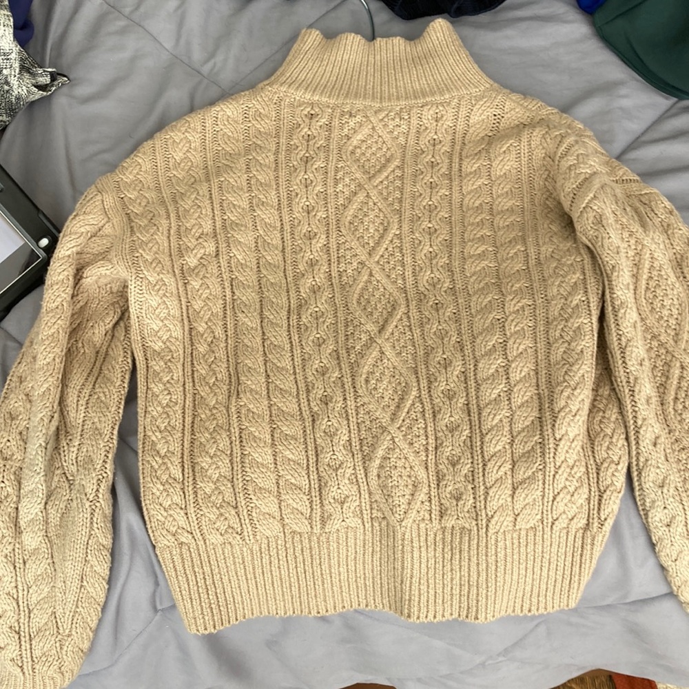 Banana Republic camel mock neck cable knit